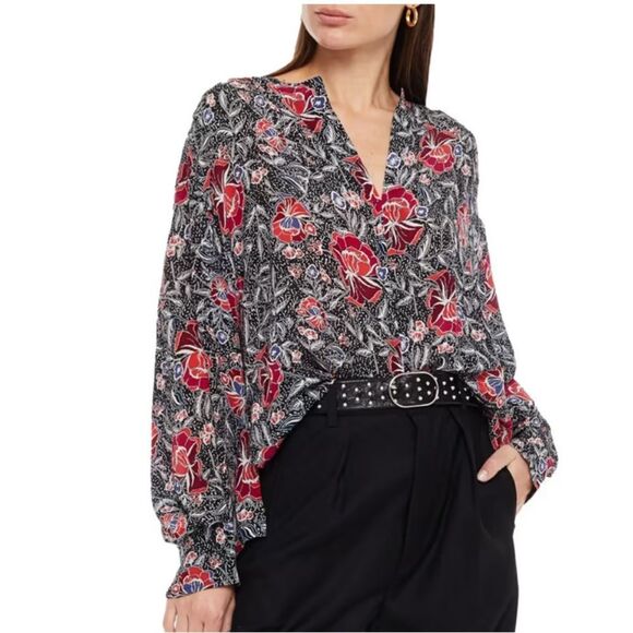 Isabel Marant Etoile Yacah Floral Silk Shift Top 36/S - Picture 1 of 10